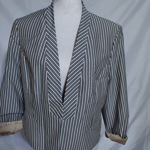 Black Label Striped Blazer with Tan Accents